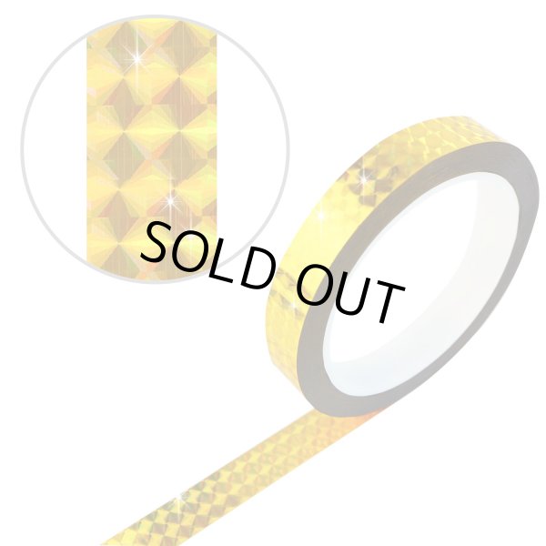 画像1: ホログラムテープ メッキテープ ゴールド キラキラ 粘着あり デコレーション ラッピングに 15mm×50m きらきらぷんぷん丸 HG-032 1巻 (1)