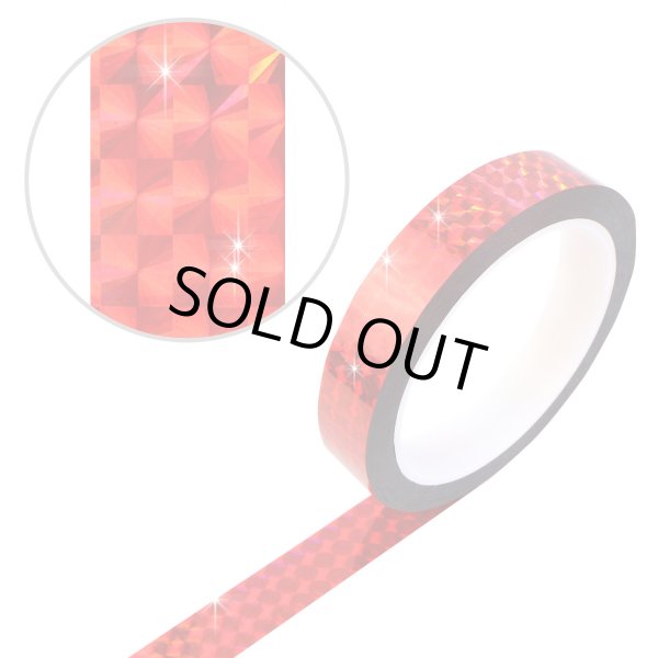 画像1: ホログラムテープ メッキテープ レッド キラキラ 粘着あり デコレーション ラッピングに 18mm×50m きらきらぷんぷん丸 HG-042 1巻 (1)