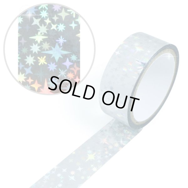 画像1: ホログラムロールテープ 星（約15mm×5ｍ）1巻 粘着あり デコレーション ラッピング キラキラ きらきらぷんぷん丸 HG-072 (1)