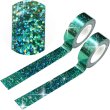 画像1: ホログラムテープ 【エメラルドグリーン】 緑 粘着あり 15mmx5m 2巻入り キラキラ デコレーション ラッピング シール DIY きらきらぷんぷん丸 HG-073 (1)