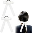 画像1: ベロア リボン ヘアゴム 2個入り 【ホワイト】 白 ロングリボン 長い ヘアアクセサリー 髪飾り 髪留め 可愛い かわいい おしゃれ きらきらぷんぷん丸 HGM-009 (1)