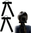 画像1: ベロア リボン ヘアゴム 2個入り 【ブラック】 黒 ロングリボン 長い ヘアアクセサリー 髪飾り 髪留め 可愛い かわいい おしゃれ きらきらぷんぷん丸 HGM-011 (1)