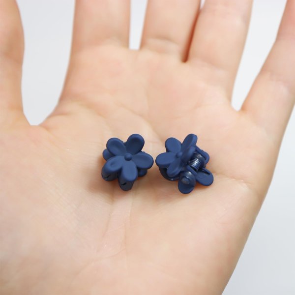 画像6: ヘアクリップ ミニ 花【ネイビー】紺 小さめ かわいい 前髪 髪留め ヘアピン クリップ【10個入り】きらきらぷんぷん丸 HPNN-007 (6)