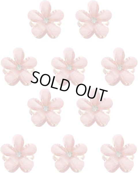 画像1: ヘアクリップ ミニ 小さめ 花 ラインストーン ピンク（ラメ入りタイプ） 10個入り グリッター キラキラ 半透明 髪留め きらきらぷんぷん丸 HPNN-022 (1)