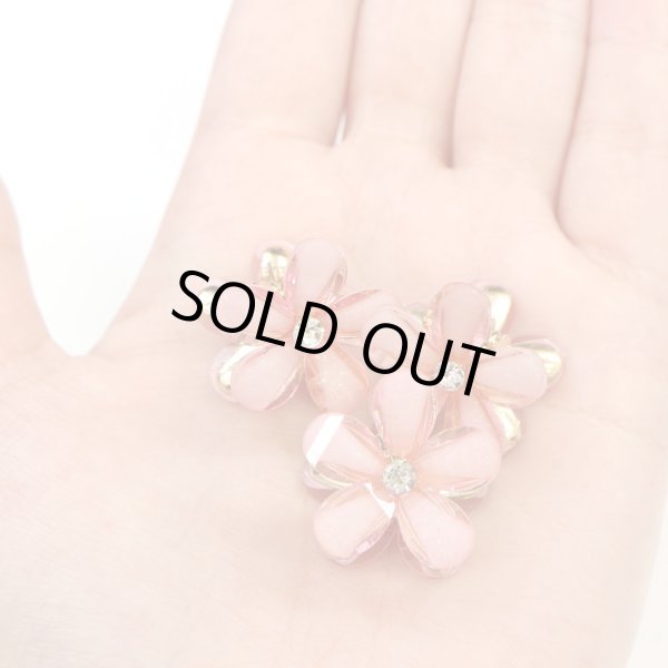 画像6: ヘアクリップ ミニ 小さめ 花 ラインストーン ピンク（ラメ入りタイプ） 10個入り グリッター キラキラ 半透明 髪留め きらきらぷんぷん丸 HPNN-022 (6)