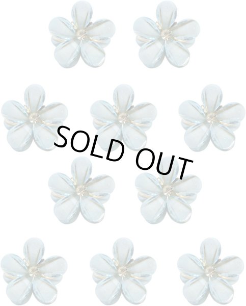 画像1: ヘアクリップ ミニ 小さめ 花 ラインストーン ライトブルー(ラメ入りタイプ) 10個入り グリッター 水色 キラキラ 半透明 髪留め きらきらぷんぷん丸 HPNN-023 (1)