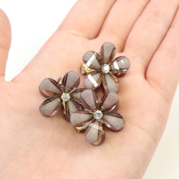 画像6: ヘアクリップ ミニ 小さめ 花 ラインストーン グレー(ラメ入りタイプ) 10個入り グリッター キラキラ 半透明 髪留め きらきらぷんぷん丸 HPNN-024 (6)