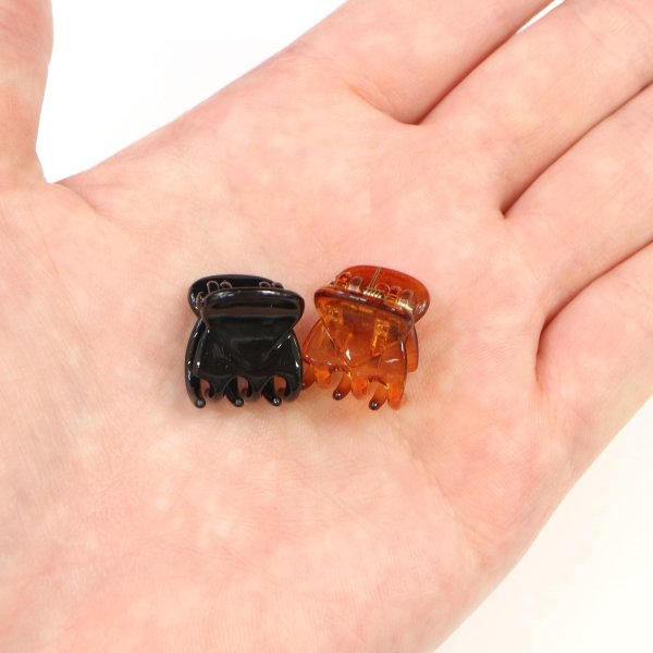 画像6: ミニ ヘアクリップ 14x16mm 12個セット ブラック&ブラウン 黒 茶色 クリア 前髪 髪留め 小さめ バンスクリップ ヘアアクセ きらきらぷんぷん丸 HPNN-028 (6)