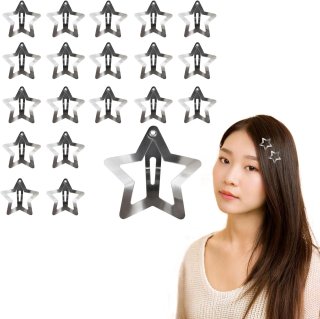 ヘアクリップ パッチンピン 星 五芒星 33mm 20個入り ゴールド