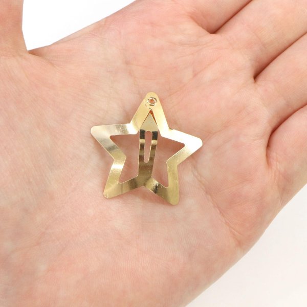 画像5: ヘアクリップ パッチンピン 星 五芒星 33mm 20個入り ゴールド 金 ヘアピン 前髪 髪留め スター 光沢 小さめ ミニ ヘアアクセ 金属 きらきらぷんぷん丸 HPNN-030 (5)