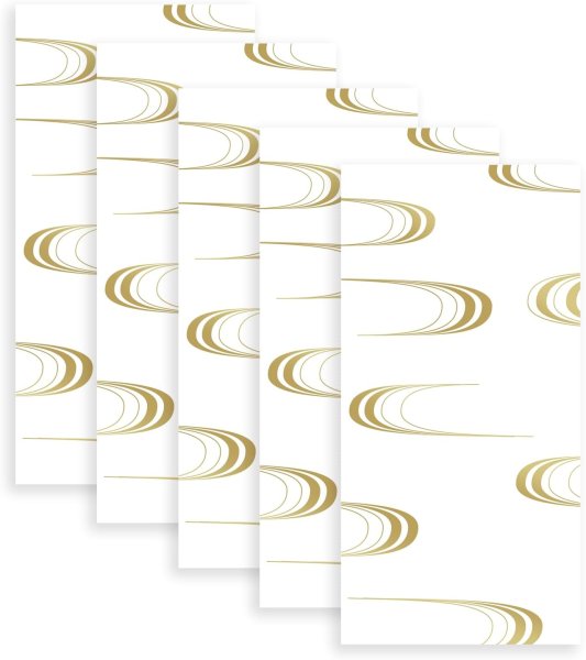 画像1: ポチ袋 【波デザイン】 箔押し加工 5枚入り ゴールド 金 お札サイズ 長札 お年玉袋 封筒 【89x179+36mm】 きらきらぷんぷん丸 HUT-013 (1)