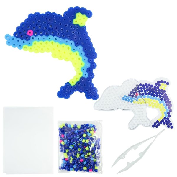 画像1: アイロンビーズ キット 【イルカ】 セット 5mm 下絵付き 簡単 初心者向け ハンドメイド きらきらぷんぷん丸 IBD-003 (1)