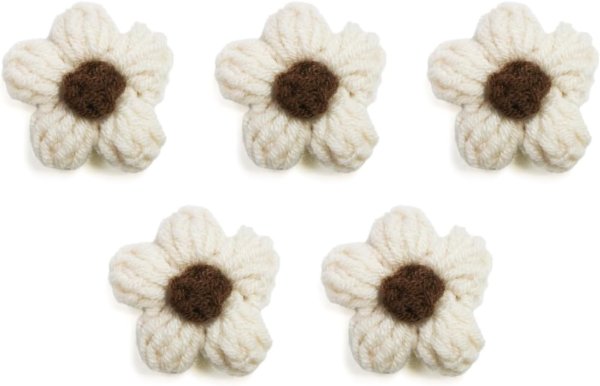 画像2: 花 パーツ 毛糸 フラワー【ベージュ】5個入り 手芸 ハンドメイド パーツ デコパーツ デコレーション 立体 きらきらぷんぷん丸 KITP-001 (2)