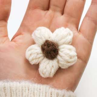 花 パーツ 毛糸 フラワー【レッド】5個入り 赤 手芸 ハンドメイド