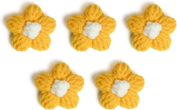 画像2: 花 パーツ 毛糸 フラワー【イエロー】5個入り 黄色 手芸 ハンドメイド パーツ デコパーツ デコレーション 立体 きらきらぷんぷん丸 KITP-002 (2)