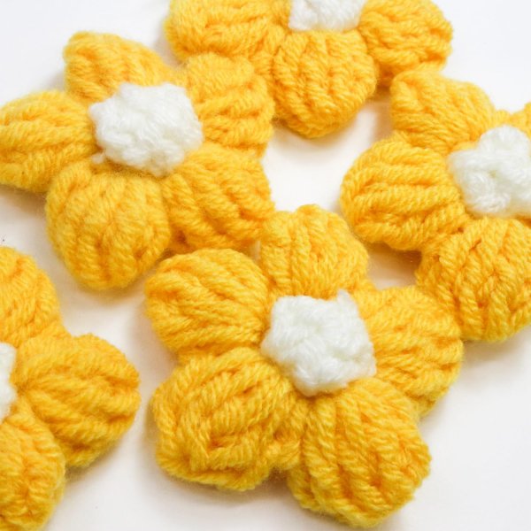 画像5: 花 パーツ 毛糸 フラワー【イエロー】5個入り 黄色 手芸 ハンドメイド パーツ デコパーツ デコレーション 立体 きらきらぷんぷん丸 KITP-002 (5)