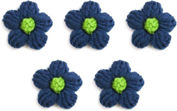 画像2: 花 パーツ 毛糸 フラワー【ネイビー】5個入り 紺色 手芸 ハンドメイド パーツ デコパーツ デコレーション 立体 きらきらぷんぷん丸 KITP-004 (2)