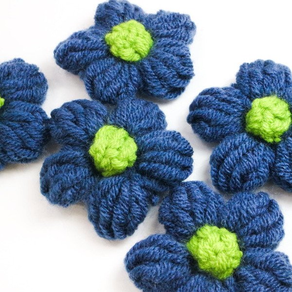 画像5: 花 パーツ 毛糸 フラワー【ネイビー】5個入り 紺色 手芸 ハンドメイド パーツ デコパーツ デコレーション 立体 きらきらぷんぷん丸 KITP-004 (5)
