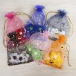 画像5: 巾着袋 星空柄 オーガンジー ５枚入り【ブルー】青 プレゼント アクセサリー入れ プチギフト 包装 ラッピング 月 透け感 きらきらぷんぷん丸 KNCH-003 (5)