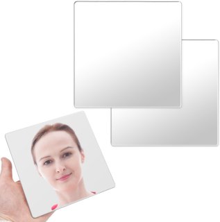 貼る鏡 正方形 角丸 2枚入り 【20x20cm】 壁 貼り付け 貼れる 軽量