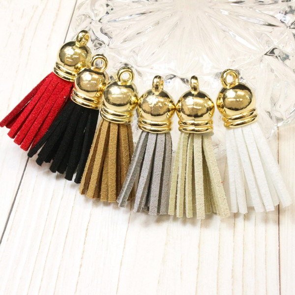 画像6: タッセル チャーム カン付【ブラック】5本セット スエード 手芸 装飾 ミニ ハンドメイド アクセサリー キーホルダー ストラップ きらきらぷんぷん丸 KTSL-001 (6)