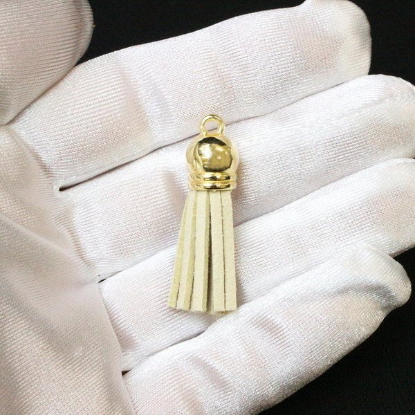 画像4: タッセル チャーム カン付【ベージュ】5本セット スエード 手芸 装飾 ミニ ハンドメイド アクセサリー キーホルダー ストラップ きらきらぷんぷん丸 KTSL-006 (4)