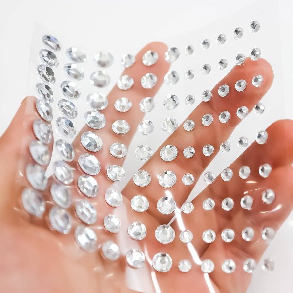 画像6: 081 ラインストーンシール(デコシール) ジュエリータイプ 4〜9ミリ【クリスタル】1シート (6)