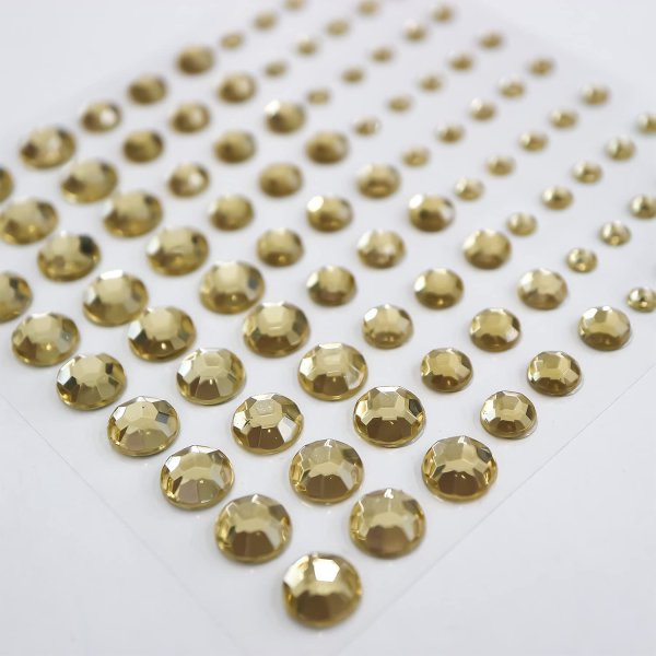 画像2: 082 ラインストーンシール(デコシール) ジュエリータイプ 4〜9ミリ【ゴールド】1シート (2)