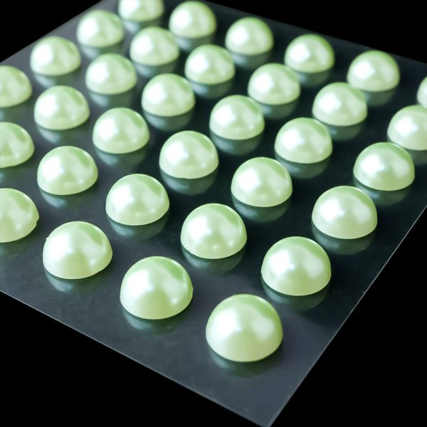 画像4: 088 ラインストーンシール(デコシール) パールタイプ 8ミリライトグリーン2シート きらきらぷんぷん丸 (4)