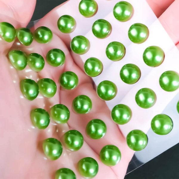 画像6: 091 ラインストーンシール(デコシール) パールタイプ 8ミリ【グリーン】2シート (6)