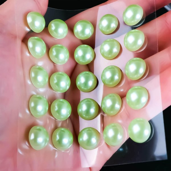 画像6: 098 ラインストーンシール(デコシール) パールタイプ 10ミリ【ライトグリーン】2シート きらきらぷんぷん丸 (6)