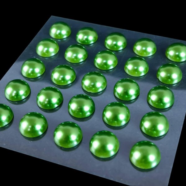 画像4: 099 ラインストーンシール(デコシール) パールタイプ 10ミリ【グリーン】2シート きらきらぷんぷん丸 (4)