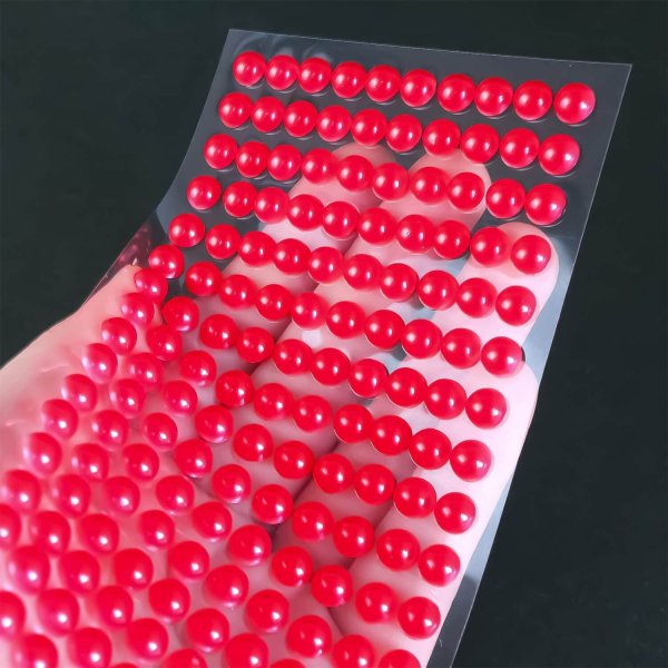 画像6: 112 ラインストーンシール(デコシール) パールタイプ 6ミリ【レッド】1シート (6)