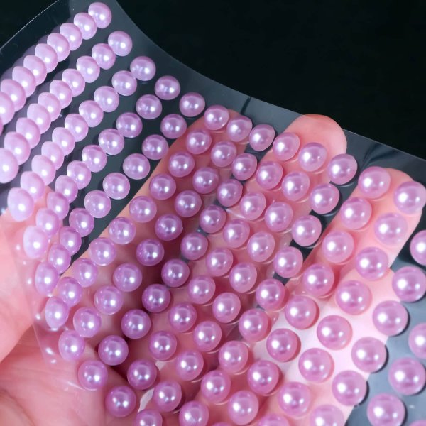 画像6: 113 ラインストーンシール(デコシール) パールタイプ 6ミリ【ライトパープル】1シート (6)