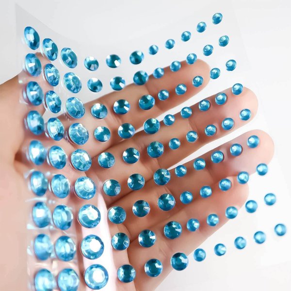 画像6: 122 ラインストーンシール(デコシール) ジュエリータイプ 4〜9ミリ【アクアブルー】1シート (6)