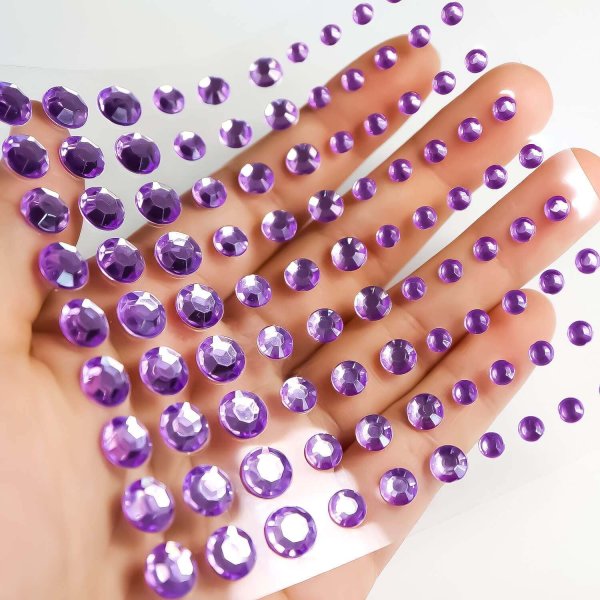 画像6: 124 ラインストーンシール(デコシール) ジュエリータイプ 4〜9ミリ【ライトパープル】1シート (6)