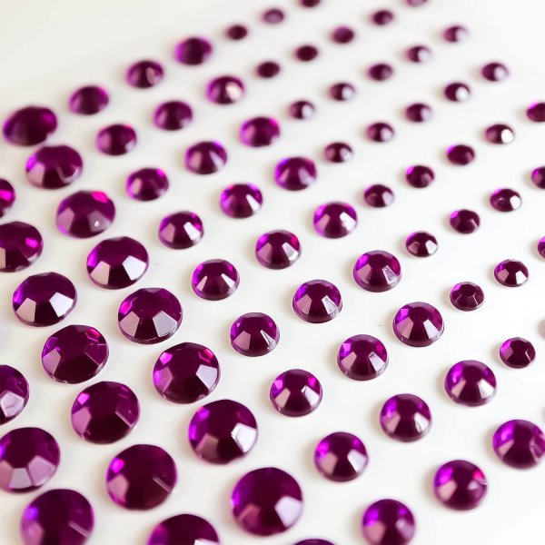 画像4: 128 ラインストーンシール(デコシール) ジュエリータイプ 4〜9ミリ【パープル】1シート (4)