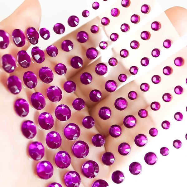 画像6: 128 ラインストーンシール(デコシール) ジュエリータイプ 4〜9ミリ【パープル】1シート (6)