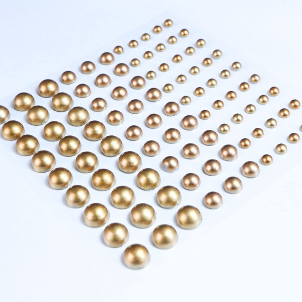 画像4: 141 ラインストーンシール(デコシール) パールタイプ 4〜8ミリ【マットゴールド】1シート (4)