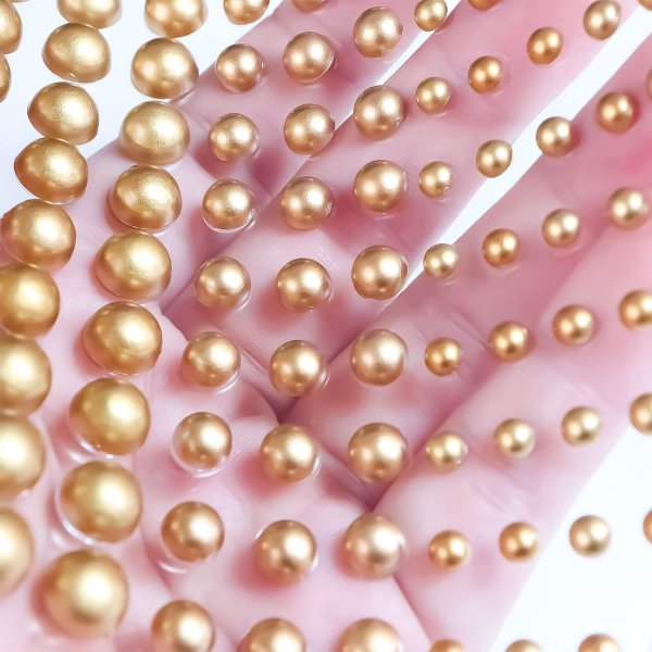 画像6: 141 ラインストーンシール(デコシール) パールタイプ 4〜8ミリ【マットゴールド】1シート (6)