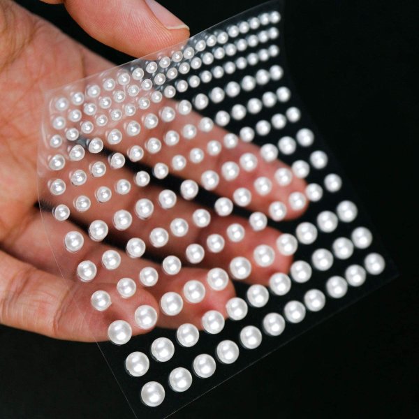 画像6: 076 ラインストーンシール(デコシール) パールタイプ 3〜6ミリ【パール】1シート (6)