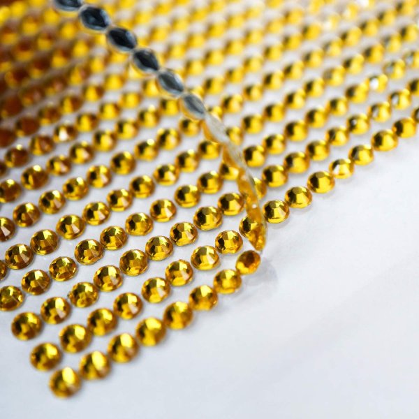 画像4: 074 ラインストーンシール(デコシール) ジュエリータイプ 3ミリ【ゴールド】1シート (4)