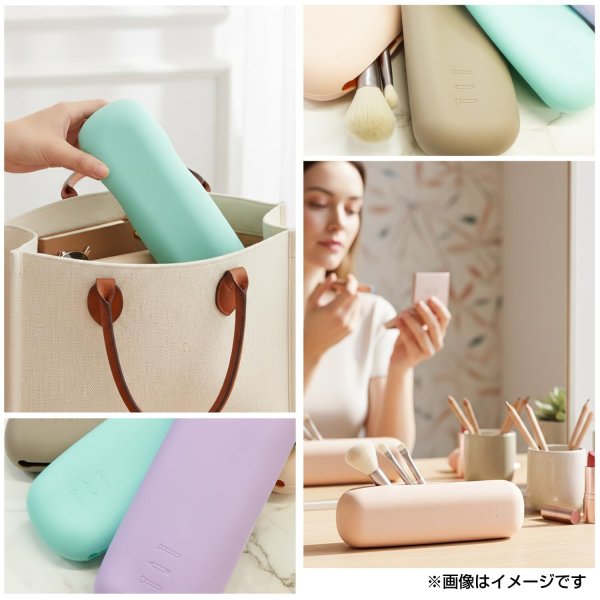画像6: メイクブラシケース ポーチ 【ミントグリーン】 緑 シリコン 収納 化粧品 持ち運び 携帯用 きらきらぷんぷん丸 MBC-003 (6)