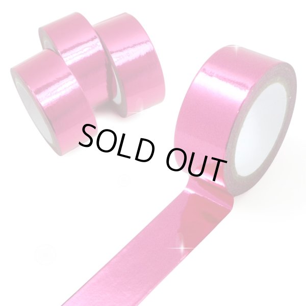 画像1: メッキマスキングテープ マゼンタ 粘着あり デコレーション ラッピング 【幅15mm×長さ5m】 4巻 きらきらぷんぷん丸 MMT-019 (1)