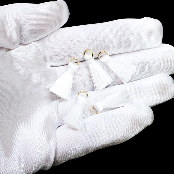 画像4: ミニタッセル ホワイト【20個入り】 手芸 装飾 フリンジ チャーム ミニ ハンドメイド アクセサリー ストラップ パーツ きらきらぷんぷん丸 MTSL-004 (4)