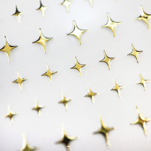 画像4: ネイルシール キラキラ 小 金 【1シート入り】 四芒星 ゴールド ネイルステッカー 貼るだけ ネイルアート セルフネイル デコレーション きらきらぷんぷん丸 NAS-003 (4)