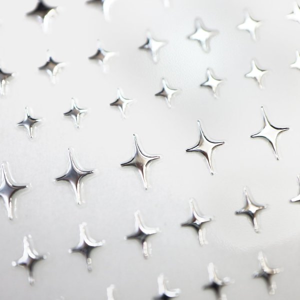 画像4: ネイルシール キラキラ 小 銀 【1シート入り】 四芒星 シルバー ネイルステッカー 貼るだけ ネイルアート セルフネイル デコレーション きらきらぷんぷん丸 NAS-004 (4)