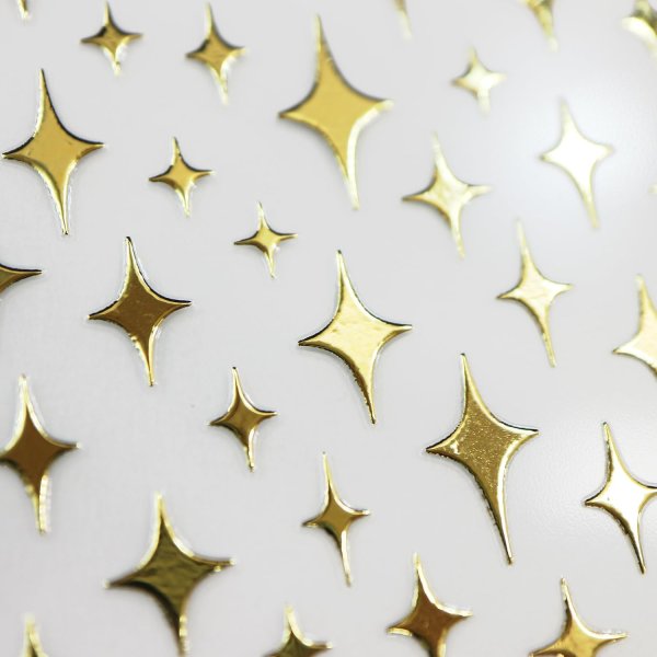 画像4: ネイルシール キラキラ 大 金 【1シート入り】 四芒星 ゴールド ネイルステッカー 貼るだけ ネイルアート セルフネイル デコレーション きらきらぷんぷん丸 NAS-005 (4)