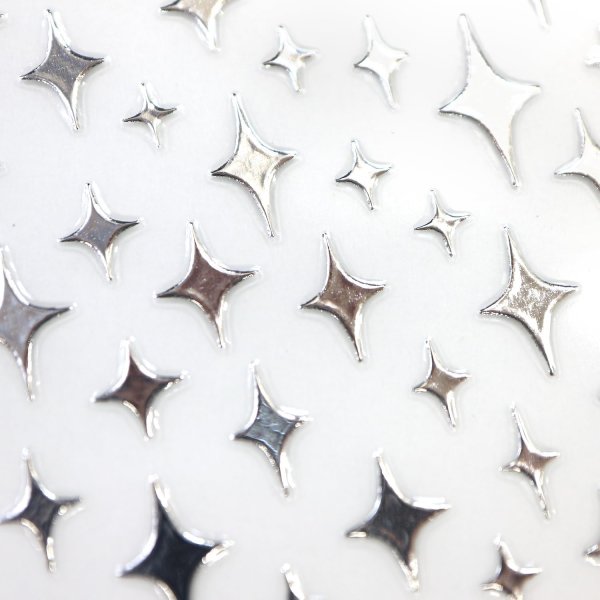 画像4: ネイルシール キラキラ 大 銀 【1シート入り】 四芒星 シルバー ネイルステッカー 貼るだけ ネイルアート セルフネイル デコレーション きらきらぷんぷん丸 NAS-006 (4)