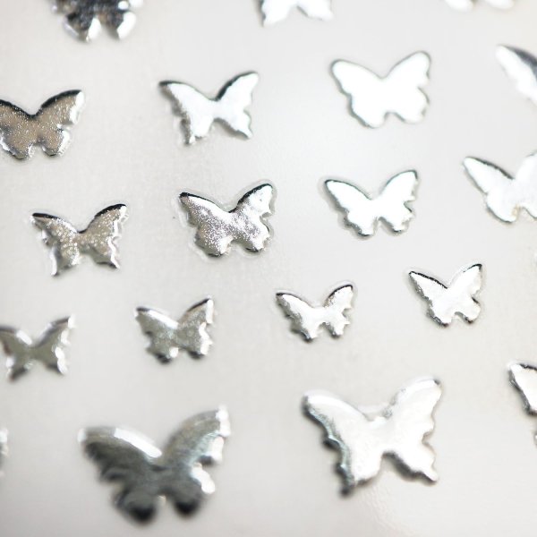 画像4: ネイルシール 蝶々 銀 【1シート入り】 バタフライ シルバー ネイルステッカー 貼るだけ ネイルアート セルフネイル デコレーション きらきらぷんぷん丸 NAS-010 (4)